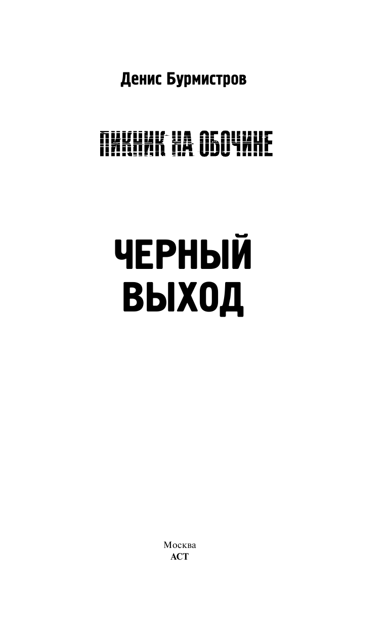 Бурмистров Денис Евгеньевич Пикник на обочине. Черный выход - страница 2
