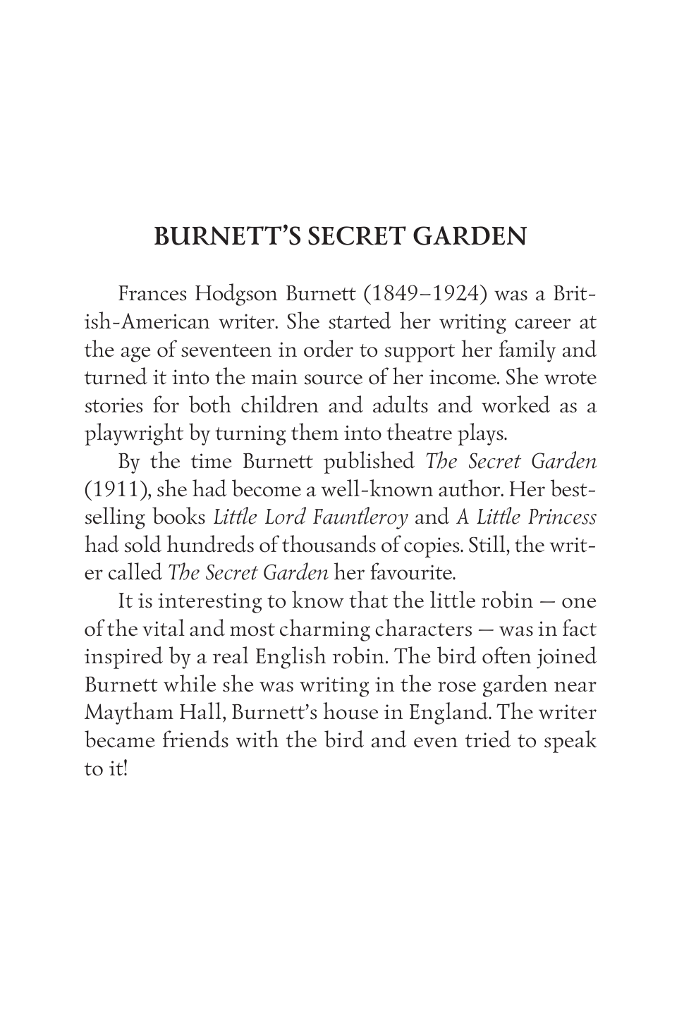 Бернетт Фрэнсис Ходжсон The Secret Garden. B1 - страница 2