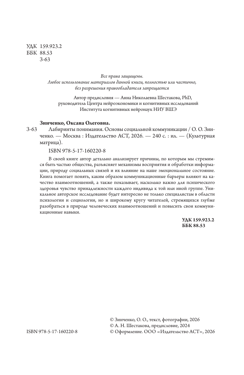 Зинченко Оксана Олеговна Основы социальной коммуникации. Лабиринты понимания - страница 1
