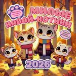 Милые кавай-котики. Календарь семейного досуга 2026